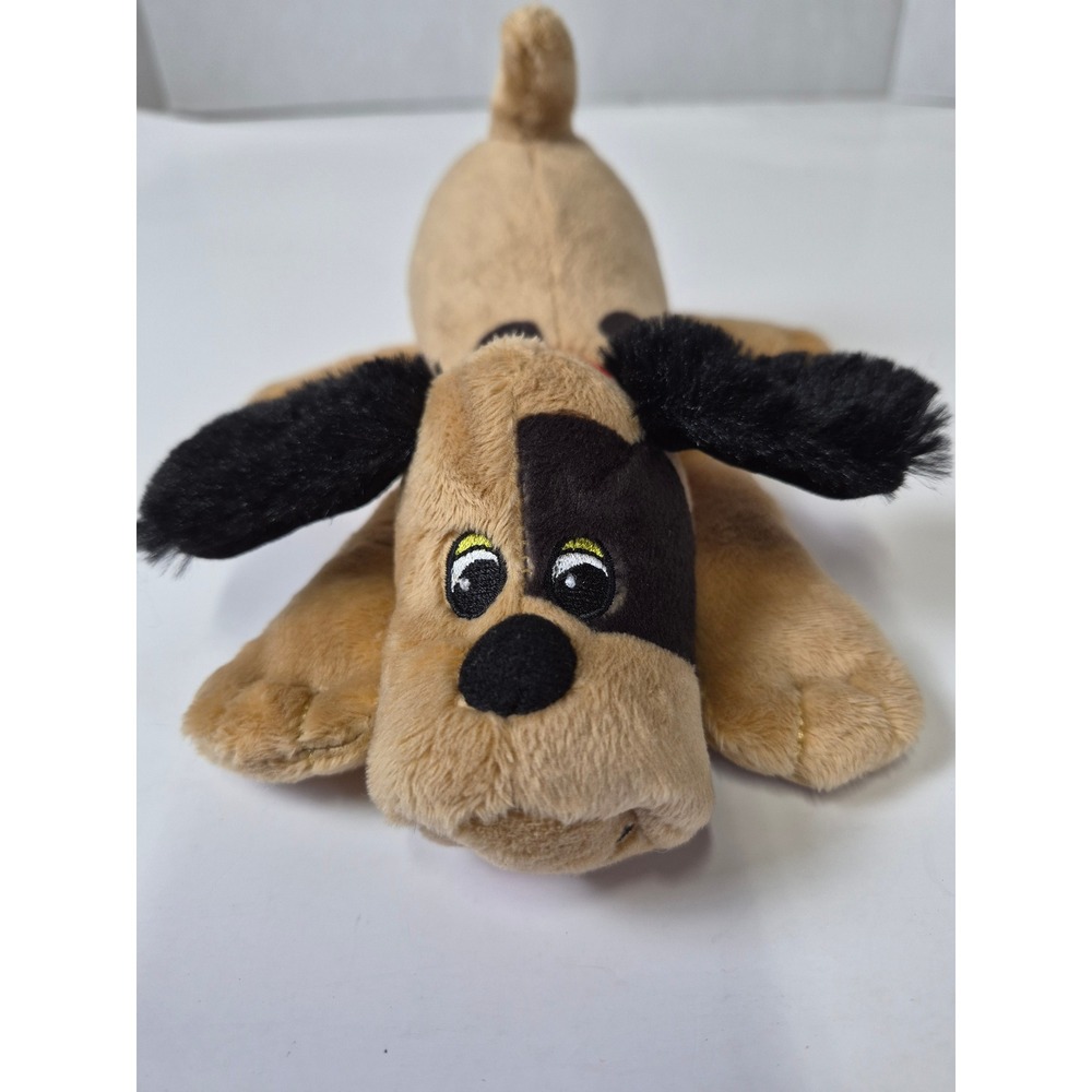 Basic Fun Pound Puppies Tan Dog Plush Black Floppy Ears Red Collar 2023 38055